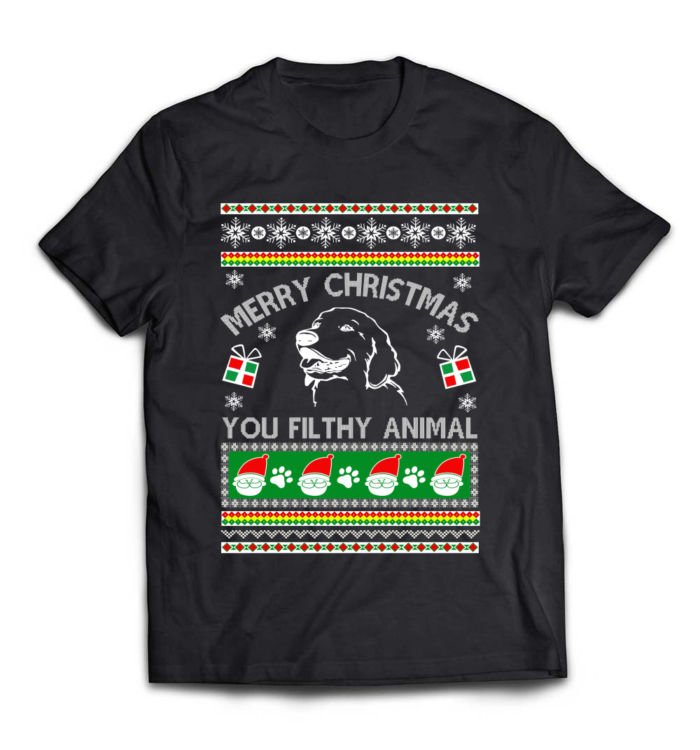 “Golden Retriever Merry Christmas You Filthy Animal T-Shirt” – A Hilarious Holiday Tee